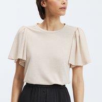 Flutter Sleeve T-Shirt with Crew Neck