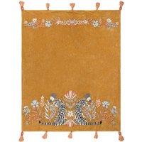 White Tiger Embroidered Tasselled Throw