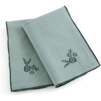 Set of 2 Maryse Floral Embroidery Cotton / Linen Napkins