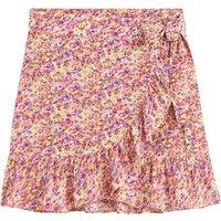 Ruffled Wrapover Mini Skirt in Floral Print
