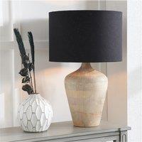 White Wash Textured Wood Table Lamp Base
