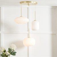 Ribbed Glass and Metal Multi Drop Pendant Ceiling Light