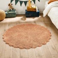 Honaki Round Scalloped Recycled Cotton Child's Rug