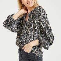 Printed Mandarin Collar Blouse