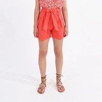 Cotton High Waist Shorts with Bow Detail