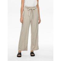 Linen Mix Trousers with High Waist and Wide Leg