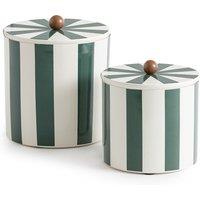 Set of 2 Arlin Striped Metal Tins