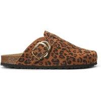 Leopard Print Clog Mules in Leather