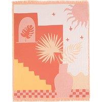 Santorin Fringed Jacquard Blanket