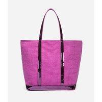Linen Large Tote Bag with Sequin Trim