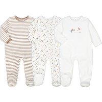 Pack of 3 Sleepsuits in Printed Cotton Mix Velour