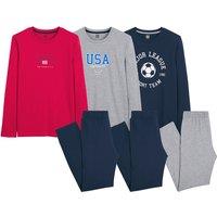 Pack of 3 Pyjamas in Cotton Jersey with Varsity Print