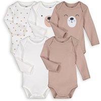 Pack of 5 Bodysuits in Cotton with Long Sleeves