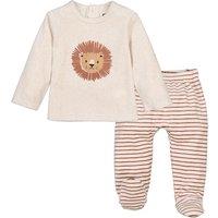 Velour Pyjamas with Lion/Striped Print