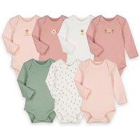 Pack of 7 Bodysuits in Cotton with Long Sleeves