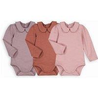 Pack of 3 Bodysuits in Cotton with Peter Pan Collar and Long Sleeves