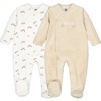 Pack of 2 Sleepsuits in Mushroom Print Cotton Mix Velour