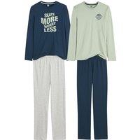 Pack of 2 Pyjamas in Cotton Jersey with Slogan Print/Skateboard Print