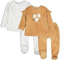 Pack of 2 Pyjamas in Bird Print Cotton Mix Velour