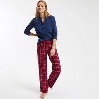 Cotton Flannelette Pyjamas with Plain Top/Checked Trousers