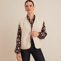 Fine Knit Sleeveless Cardigan with Crew Neck