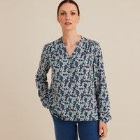 Floral Grandad Collar Blouse