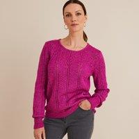 Fine Pointelle Knit Jumper with Crew Neck