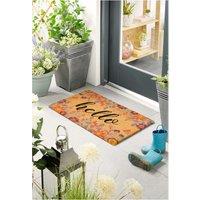 Floral Hello Coir Doormat