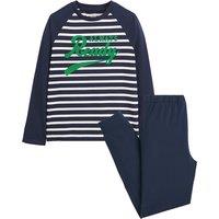 Striped Cotton Jersey Pyjamas with Flocked Slogan