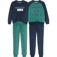 Pack of 2 Pyjamas in Varsity Print Velour