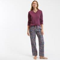 Cotton Pyjamas with Plain Top/Printed Flannelette Bottoms