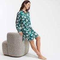 Floral Print Satin Nightshirt with Long Sleeves