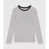 Striped Organic Cotton T-Shirt with Crew Neck and Long Sleeves