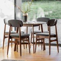 Dhuburi Round Marble & Walnut Dining Table (Seats 4)