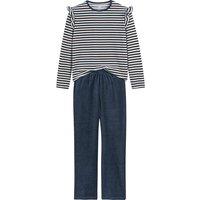 Striped Velour Pyjamas in Cotton Mix