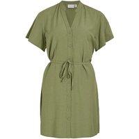 Tie-Waist Shirt Dress with Short Sleeves