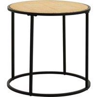Rattan and Metal Round Side Table