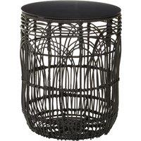 Intricate Rattan Drum Side Table