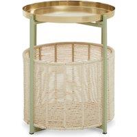 Pastel Metal Side Table with Cotton Storage Basket