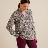 Floral V-Neck Blouse with Long Sleeves