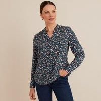 Floral V-Neck Blouse with Long Sleeves