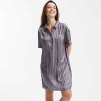 Striped Satin Nightshirt with Short Sleeves