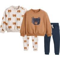 Pack of 2 Outfits with Bear Print in Cotton Mix