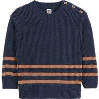 Striped Chunky Knit Jumper with Crew Neck