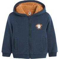 Zip-Up Hoodie with Sherpa Lining in Cotton Mix