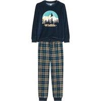 Velour/Flannel Pyjamas in Cotton Mix, Mountains/Check Print