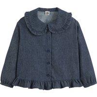 Lightweight Denim Blouse with Peter Pan Collar