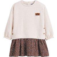 Dual Fabric Overlay Dress with Long Sleeves