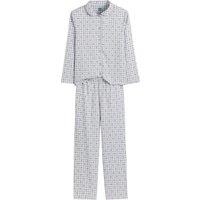 Cotton Grandad Pyjamas in Checked/Heart Print