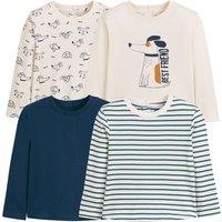 Pack of 4 T-Shirts in Cotton with Long Sleeves